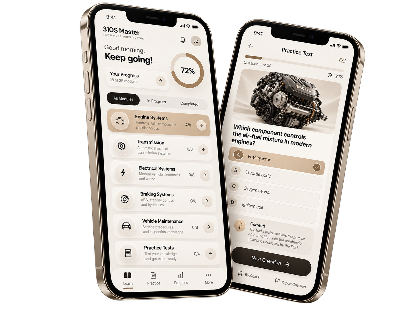 310S Master mobile app on two phones